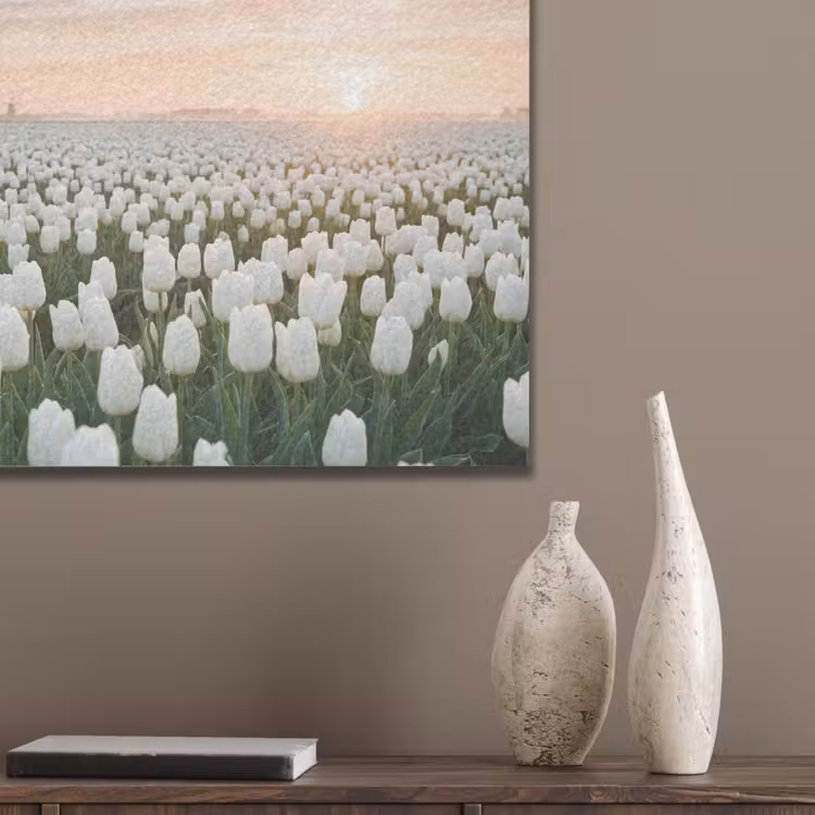 Tulpen - Landschap - Wit PET vilt klein -sfeer6_closeup