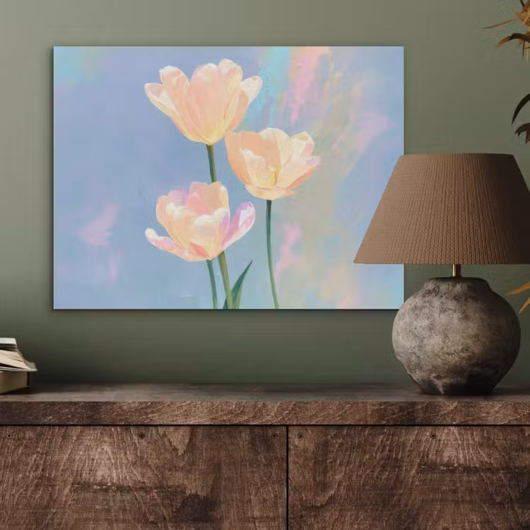 Tulpen - Roze accenten - Blauw PET vilt klein -sfeer2