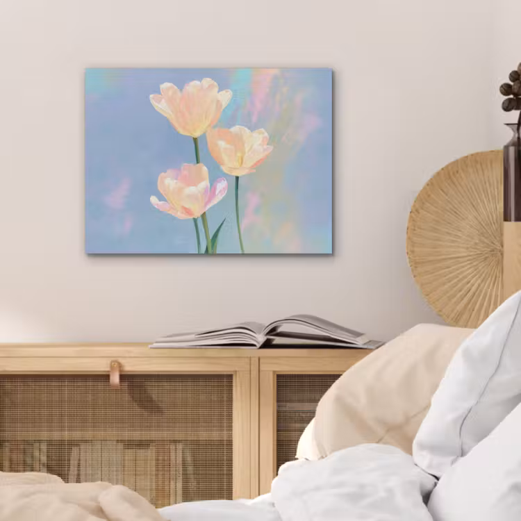 Tulpen - Roze accenten - Blauw PET vilt klein -sfeer3