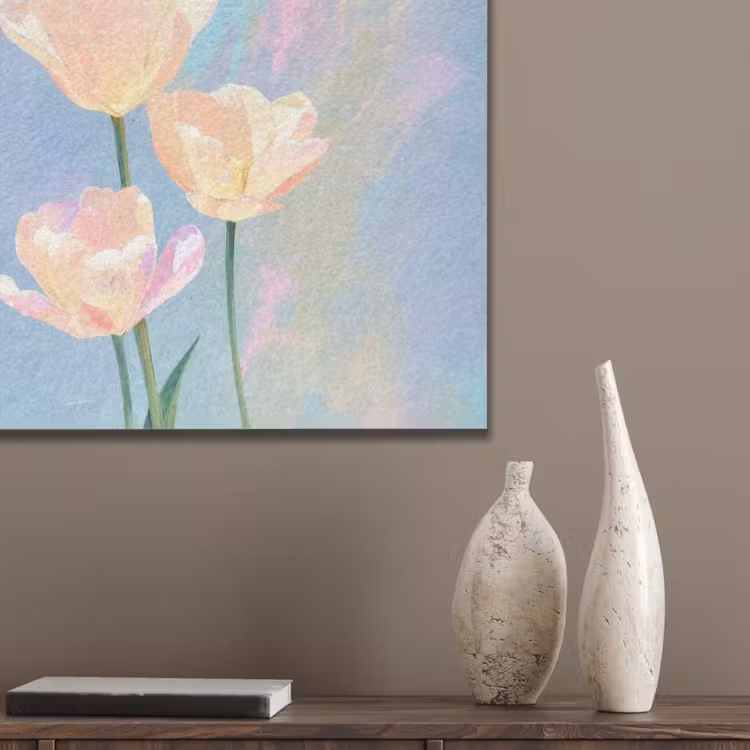 Tulpen - Roze accenten - Blauw PET vilt klein -sfeer6_closeup