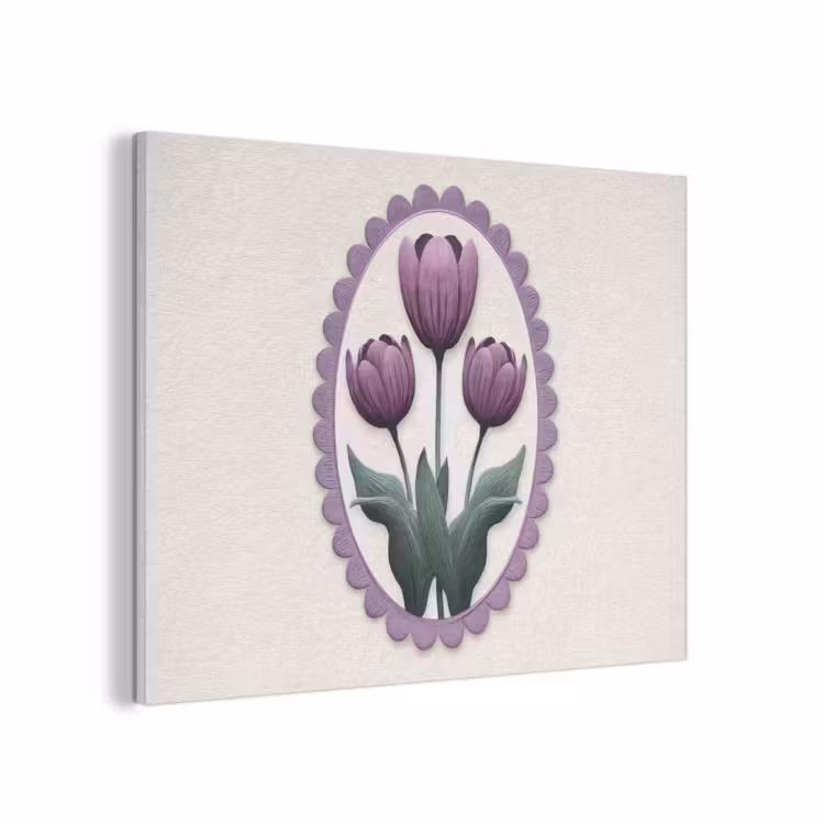 Tulpen - Paars - Lijst - Bladeren PET vilt klein -3d