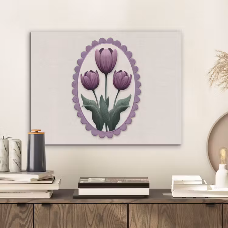 Tulpen - Paars - Lijst - Bladeren PET vilt klein -sfeer1