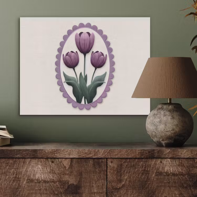 Tulpen - Paars - Lijst - Bladeren PET vilt klein -sfeer2