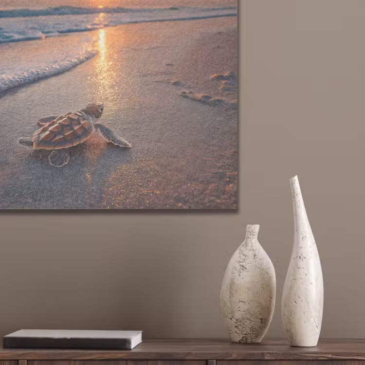Schildpad - strand - Zonsondergang PET vilt klein -sfeer6_closeup