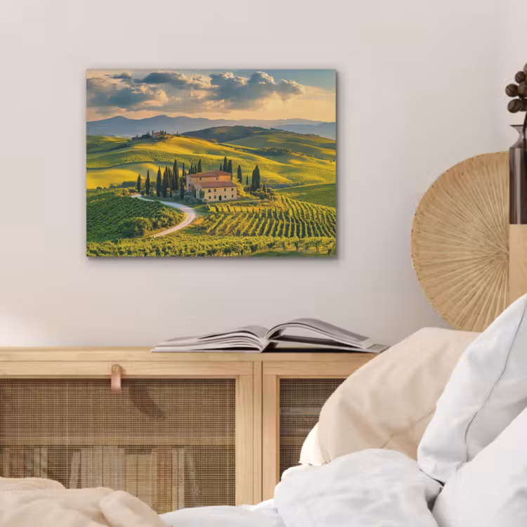 Toscane - Landschap - Wijngaarden PET vilt klein -sfeer3
