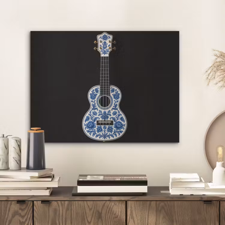 Ukelele - Delfts - Blauw - Muziek PET vilt klein -sfeer1