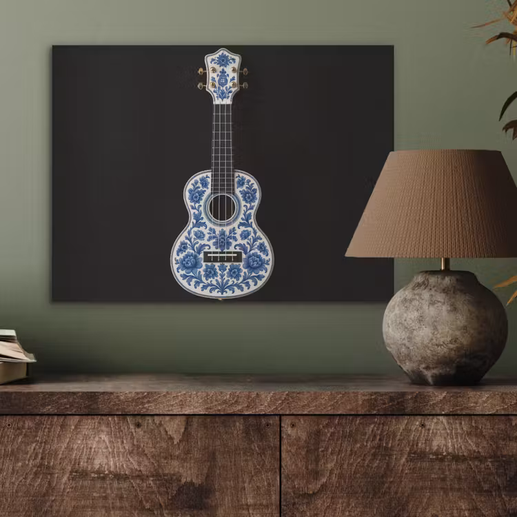 Ukelele - Delfts - Blauw - Muziek PET vilt klein -sfeer2