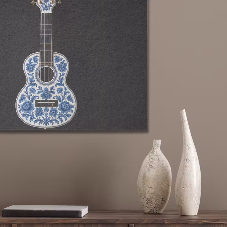 Ukelele - Delfts - Blauw - Muziek PET vilt klein -sfeer6_closeup