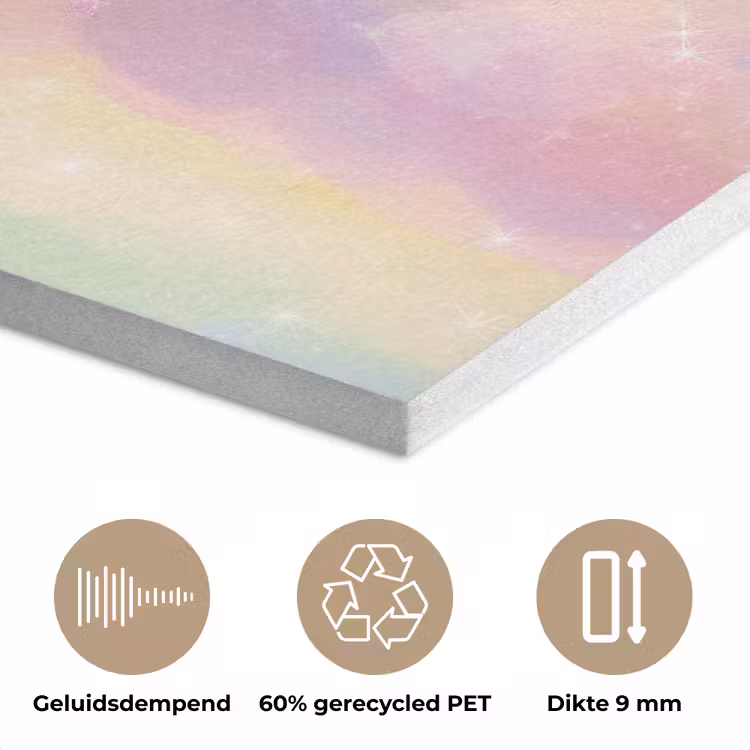 Eenhoorn - Glitters - Regenboog - pastel PET vilt klein -closeup_NL