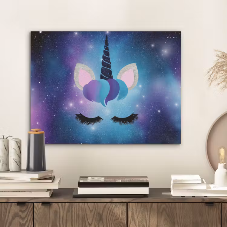 Eenhoorn - Sterrenstelsel - Magisch - Blauw PET vilt klein -sfeer1