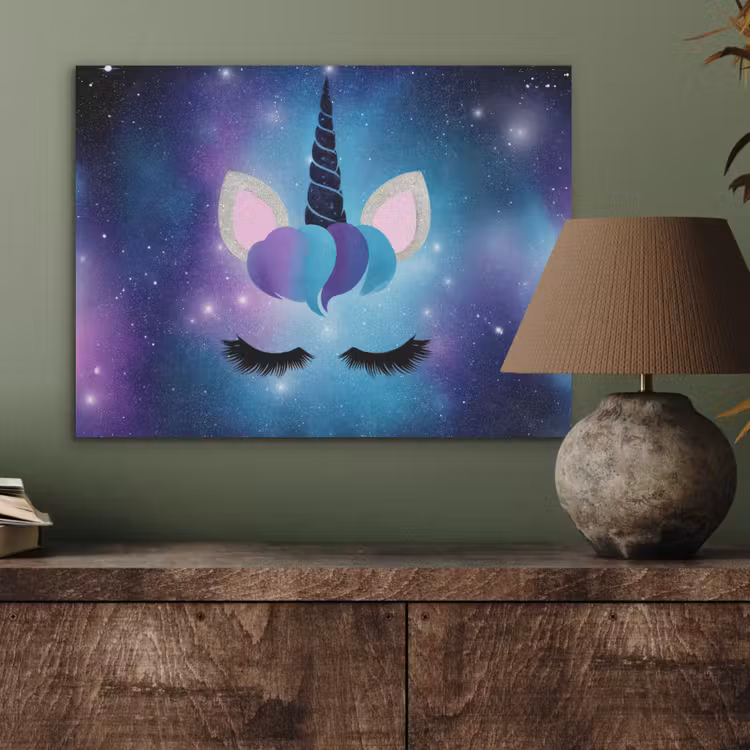 Eenhoorn - Sterrenstelsel - Magisch - Blauw PET vilt klein -sfeer2