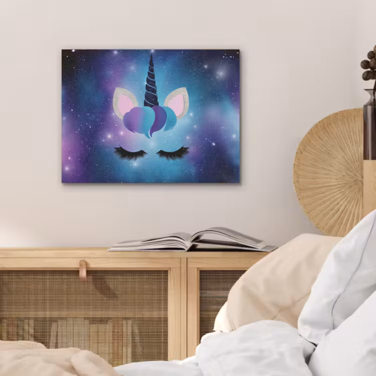 Eenhoorn - Sterrenstelsel - Magisch - Blauw PET vilt klein -sfeer3