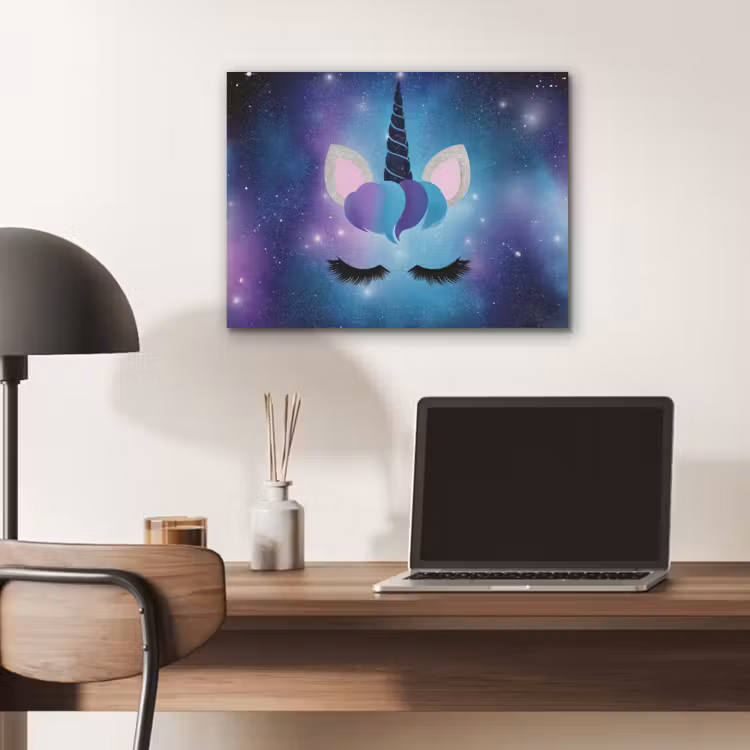 Eenhoorn - Sterrenstelsel - Magisch - Blauw PET vilt klein -sfeer5
