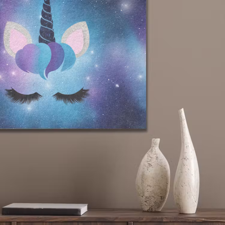 Eenhoorn - Sterrenstelsel - Magisch - Blauw PET vilt klein -sfeer6_closeup
