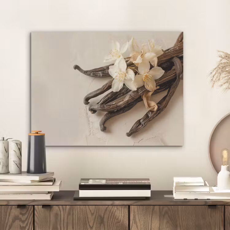 Vanille - Bloemen - Beige PET vilt klein -sfeer1