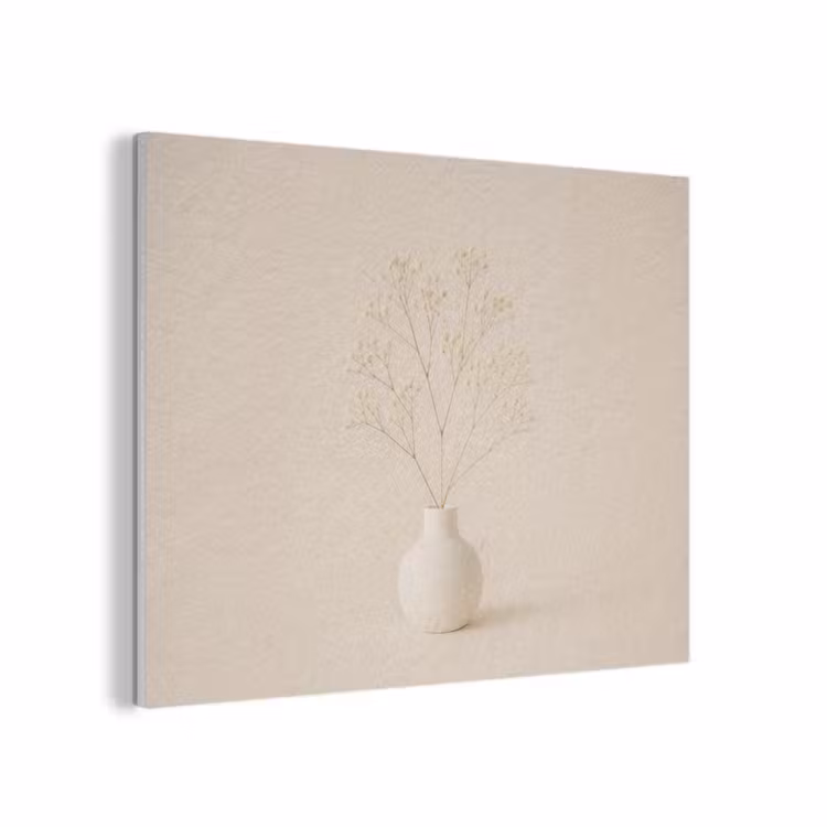 Vaas - Takken - Bloemetjes - Wit PET vilt klein -3d