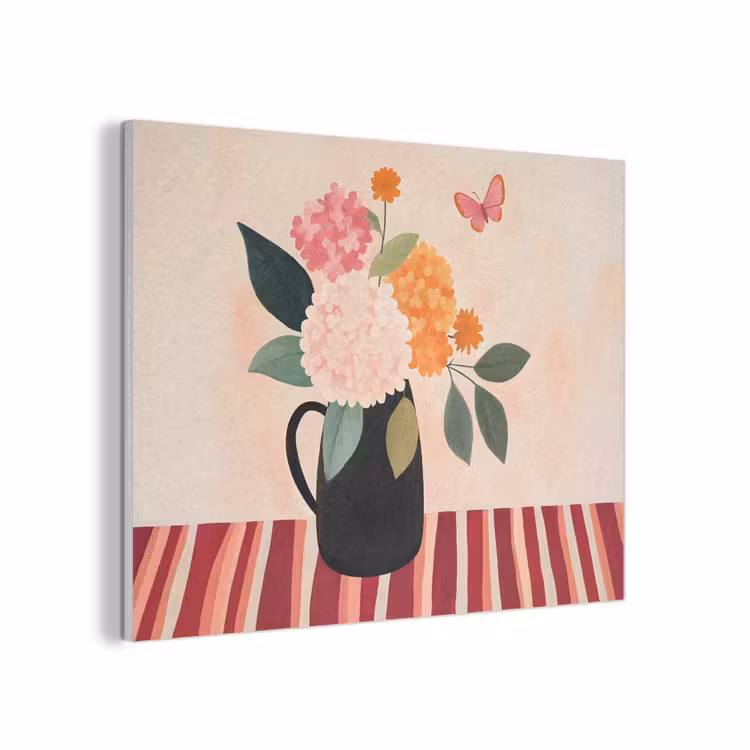 Vaas - Bloemen - Vlinder - Rood PET vilt klein -3d