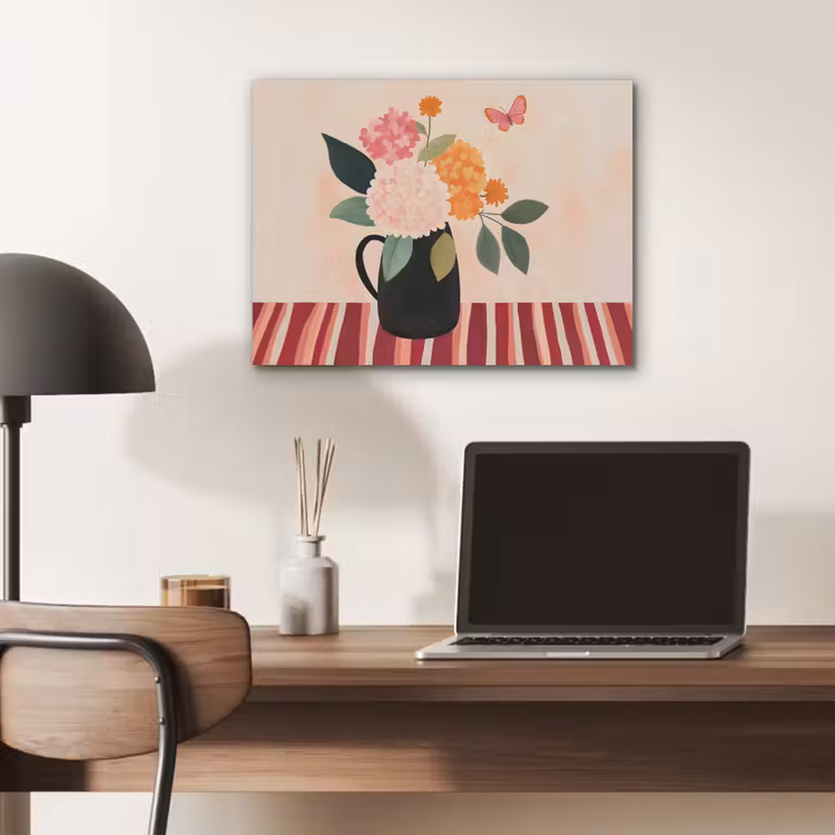 Vaas - Bloemen - Vlinder - Rood PET vilt klein -sfeer5
