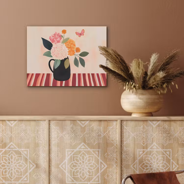 Vaas - Bloemen - Vlinder - Rood PET vilt klein -sfeer4