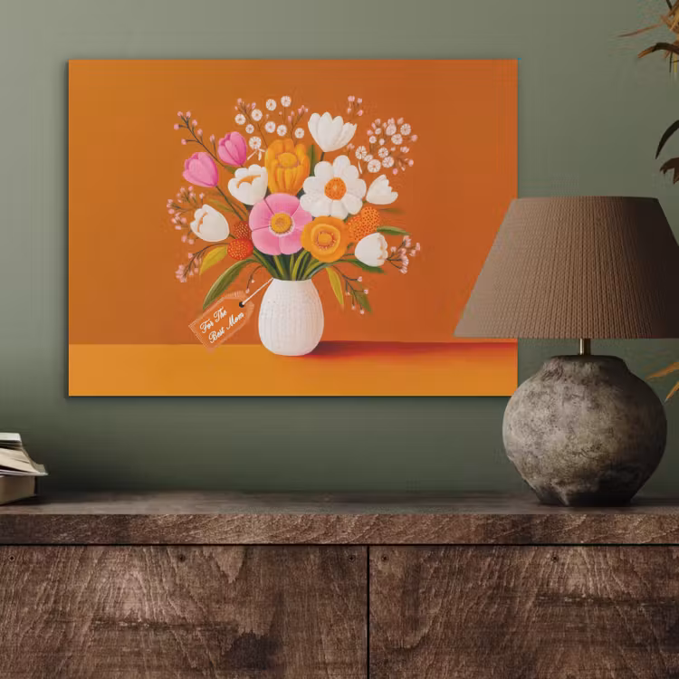 Vaas - Bloemen - Oranje PET vilt klein -sfeer2