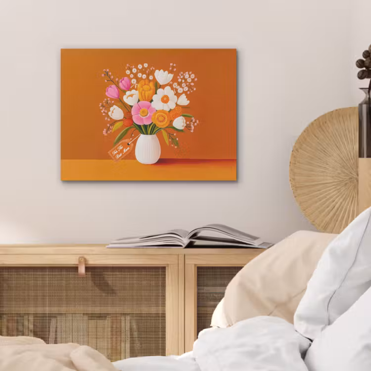 Vaas - Bloemen - Oranje PET vilt klein -sfeer3