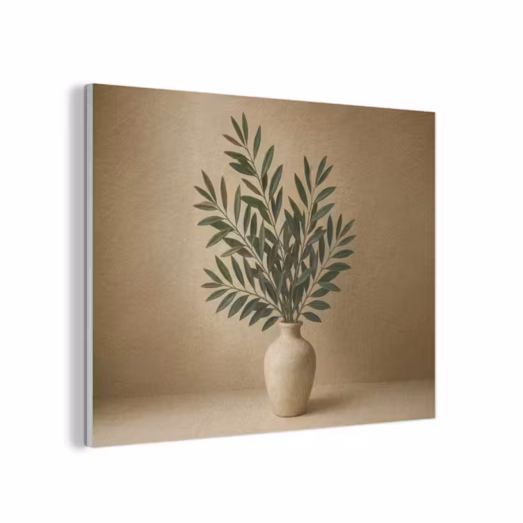 Vaas - Olijftakken - Bladeren - Beige PET vilt klein -3d
