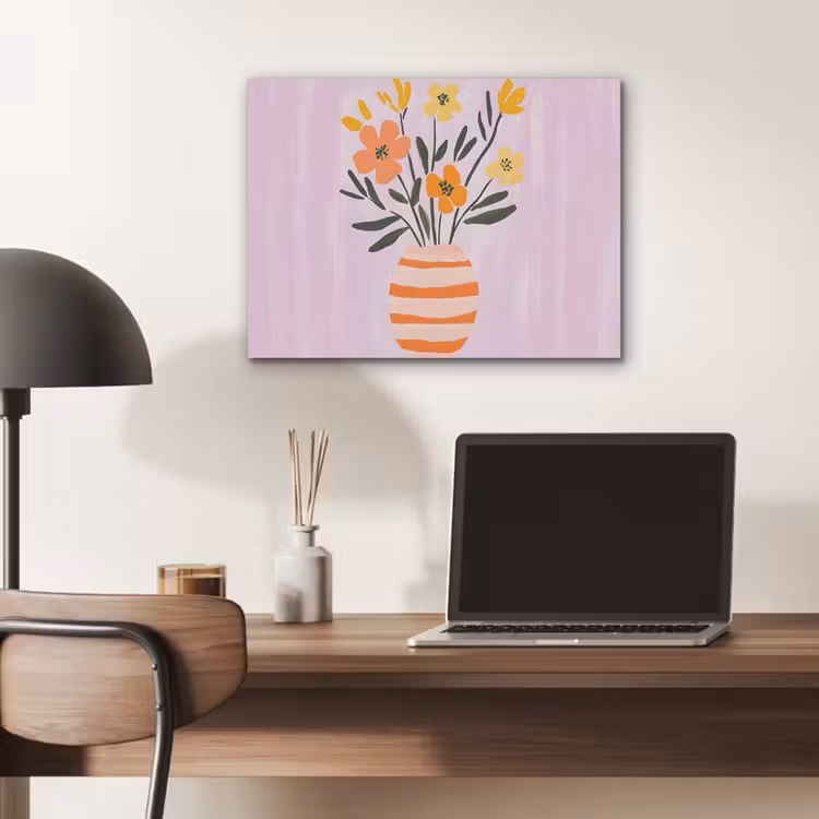 Vaas - Gestreept - Bloemen - Oranje PET vilt klein -sfeer5