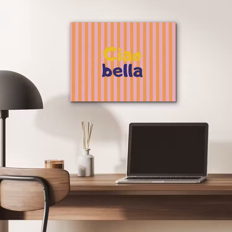 Verticaal - Strepen - Oranje - Ciao bella PET vilt klein -sfeer5
