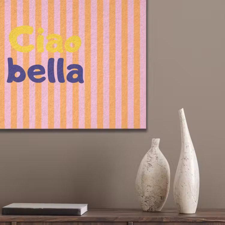 Verticaal - Strepen - Oranje - Ciao bella PET vilt klein -sfeer6_closeup
