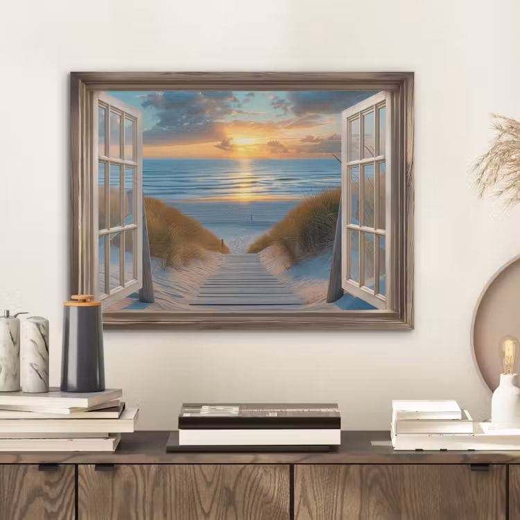 Doorkijk - Strand - Pad - Zonsondergang PET vilt klein -sfeer1