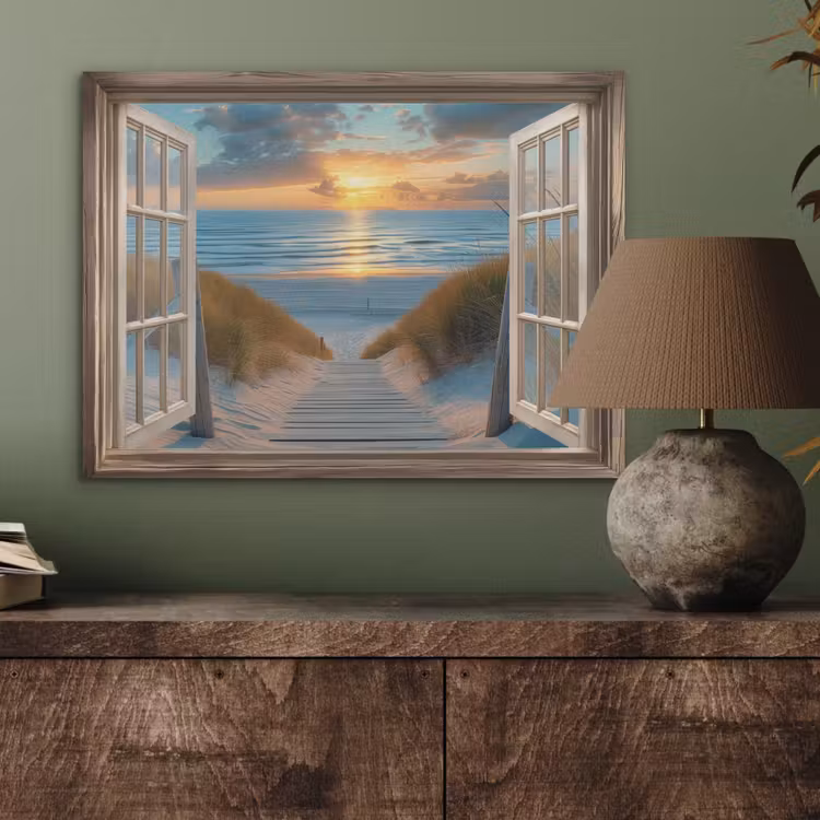 Doorkijk - Strand - Pad - Zonsondergang PET vilt klein -sfeer2