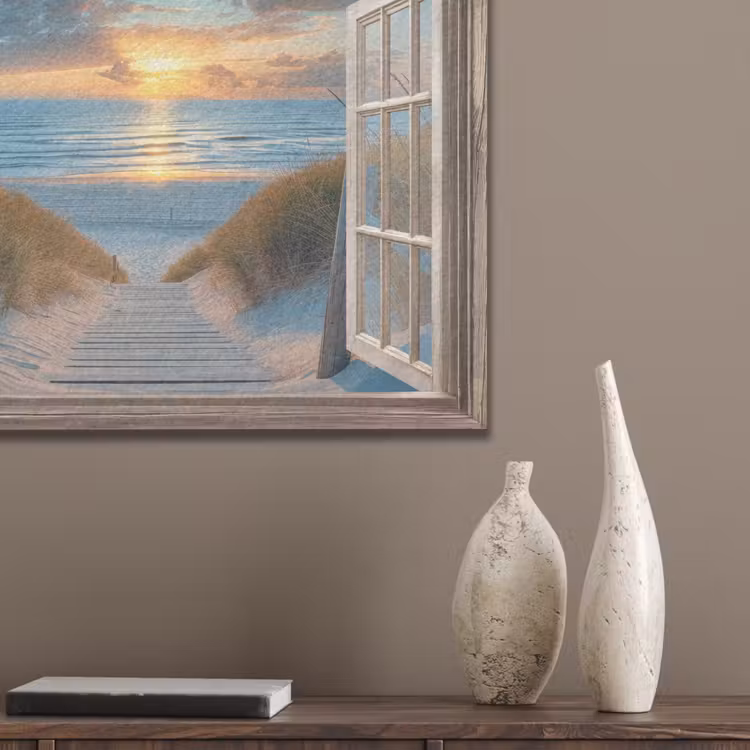 Doorkijk - Strand - Pad - Zonsondergang PET vilt klein -sfeer6_closeup