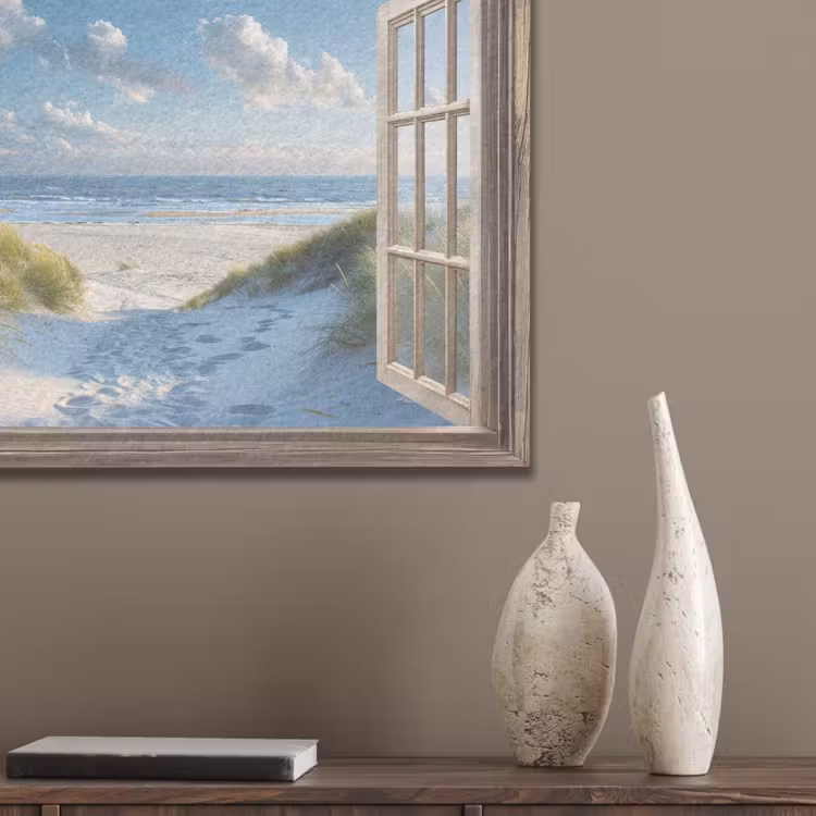 Doorkijk - Strand - Raam - Duinen - Zee PET vilt klein -sfeer6_closeup