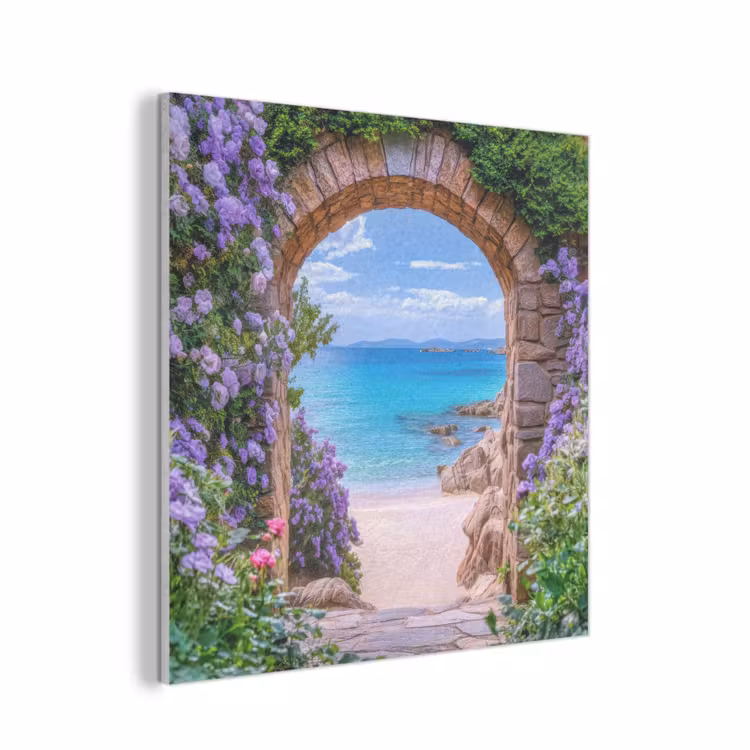 Doorkijk - Poort - Zee - Strand - Rotsen PET vilt klein -3d