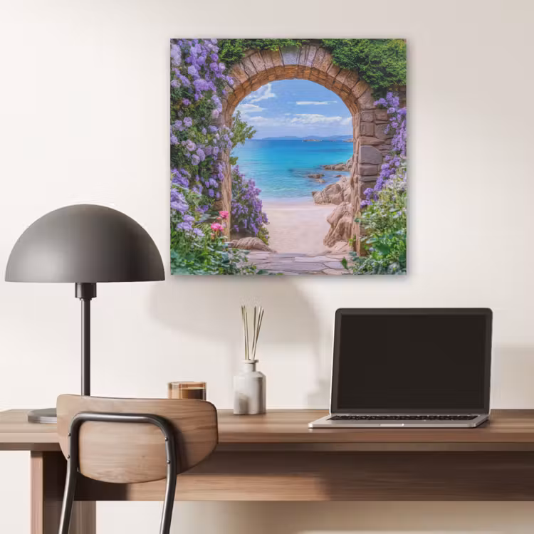 Doorkijk - Poort - Zee - Strand - Rotsen PET vilt klein -sfeer5