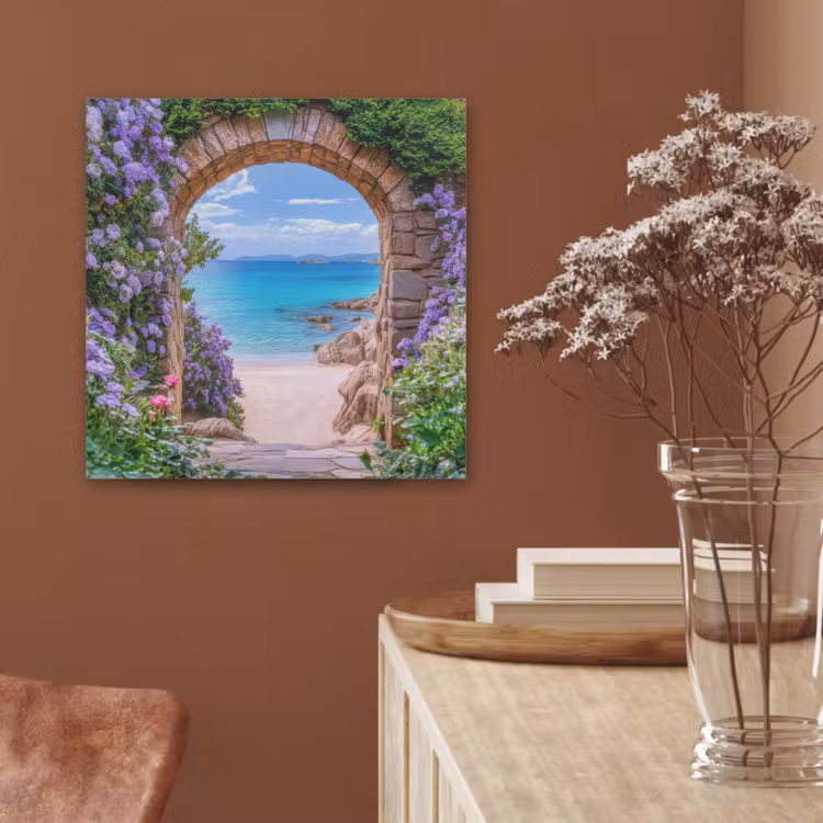 Doorkijk - Poort - Zee - Strand - Rotsen PET vilt klein -sfeer4