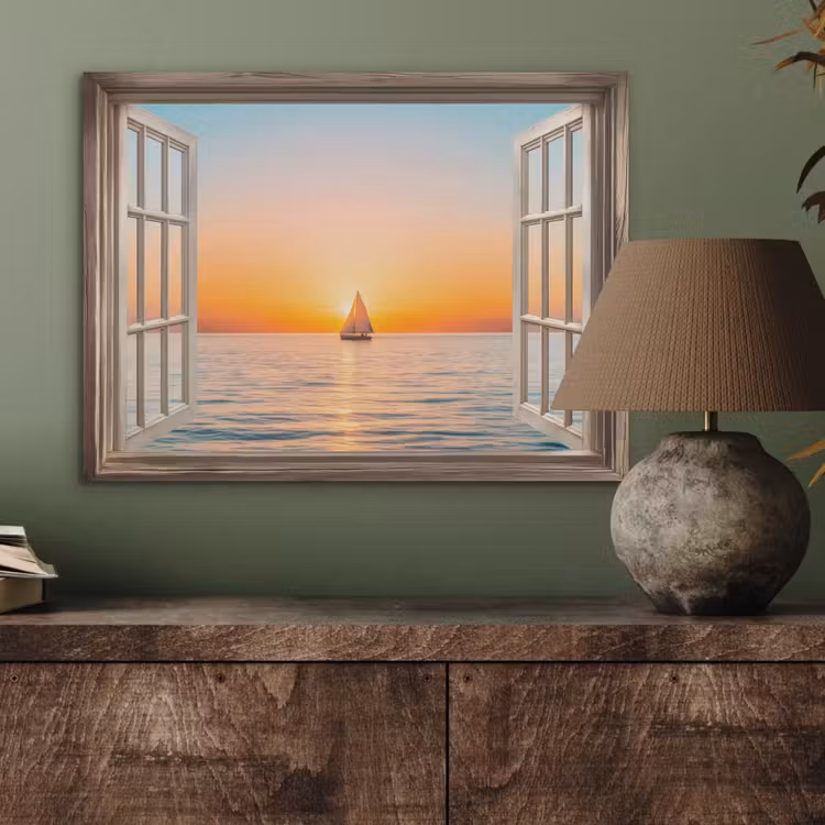 Doorkijk - Zee - Boot - Zonsondergang PET vilt klein -sfeer2