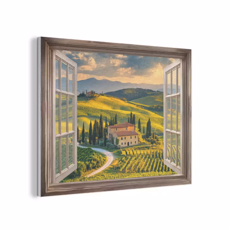 Doorkijk - Toscane - Uitzicht - Landschap - Zomer PET vilt klein -3d