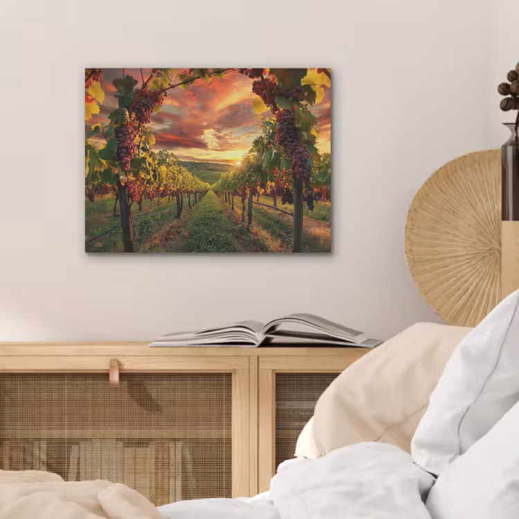 Wijngaard - Druiven - Zonsondergang PET vilt klein -sfeer3