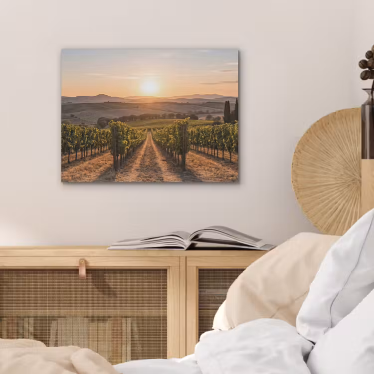 Wijngaard - Zonsondergang - Landschap PET vilt klein -sfeer3
