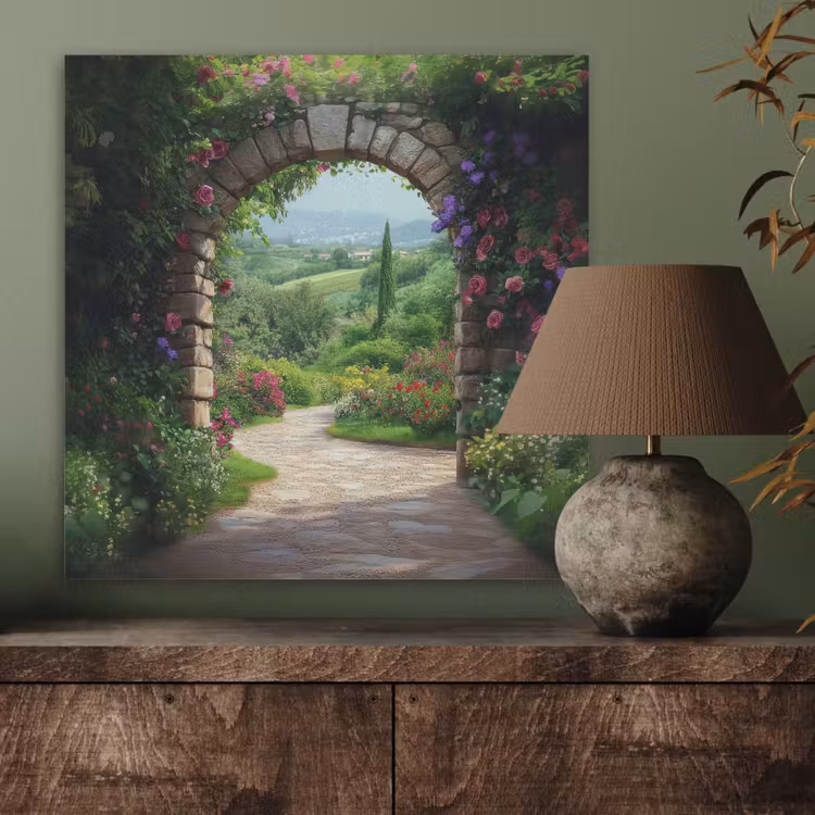 Doorkijk - Landschap - Bloemen - Pad - Uitzicht PET vilt klein -sfeer2