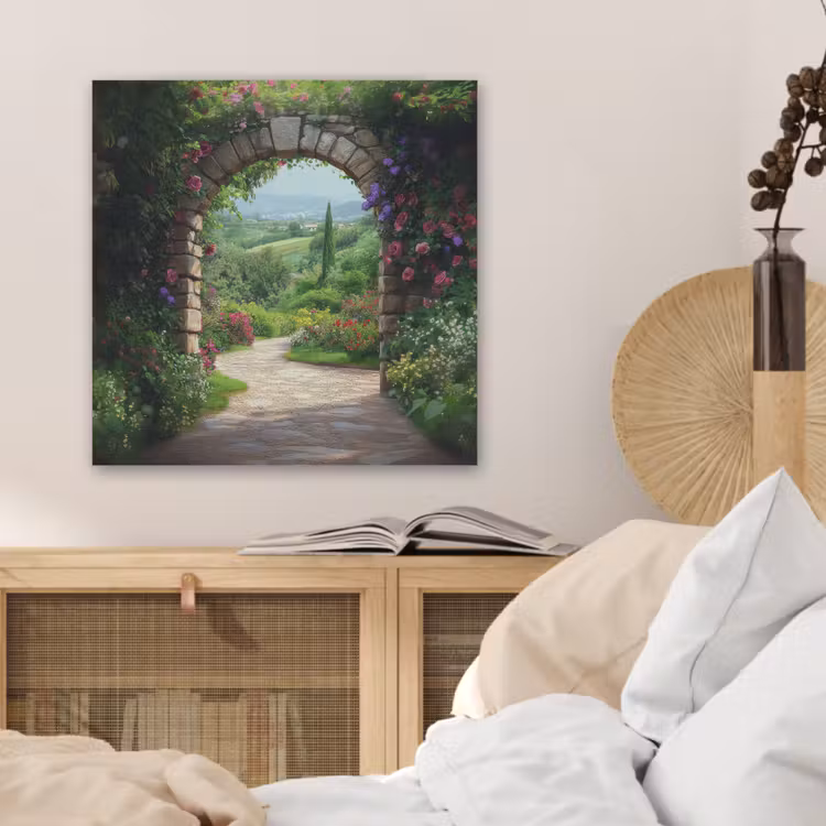 Doorkijk - Landschap - Bloemen - Pad - Uitzicht PET vilt klein -sfeer3