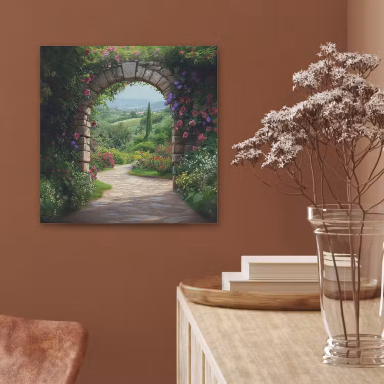 Doorkijk - Landschap - Bloemen - Pad - Uitzicht PET vilt klein -sfeer4