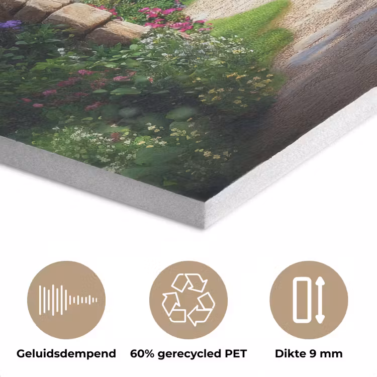 Doorkijk - Landschap - Bloemen - Pad - Uitzicht PET vilt klein -closeup_NL