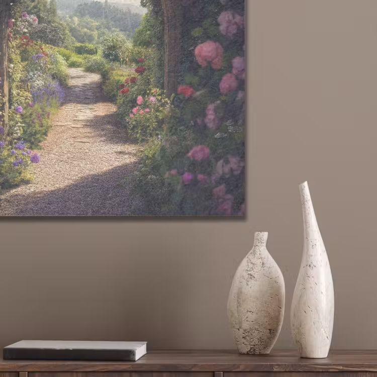 Doorkijk - Landschap - Bloemen - Rozenboog - Natuur PET vilt klein -sfeer6_closeup