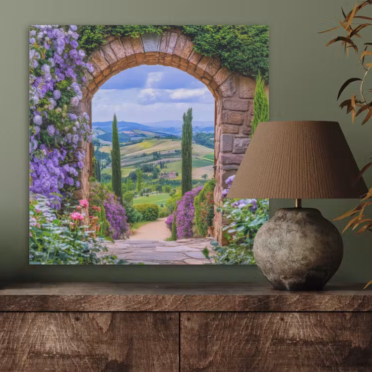 Doorkijk - Toscane - Landschap - Poort PET vilt klein -sfeer2