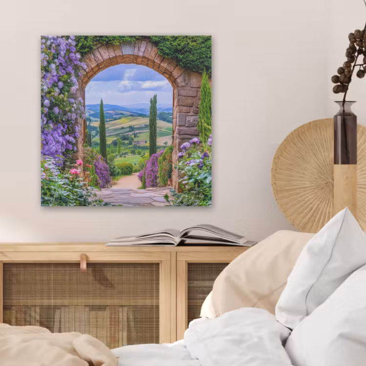 Doorkijk - Toscane - Landschap - Poort PET vilt klein -sfeer3