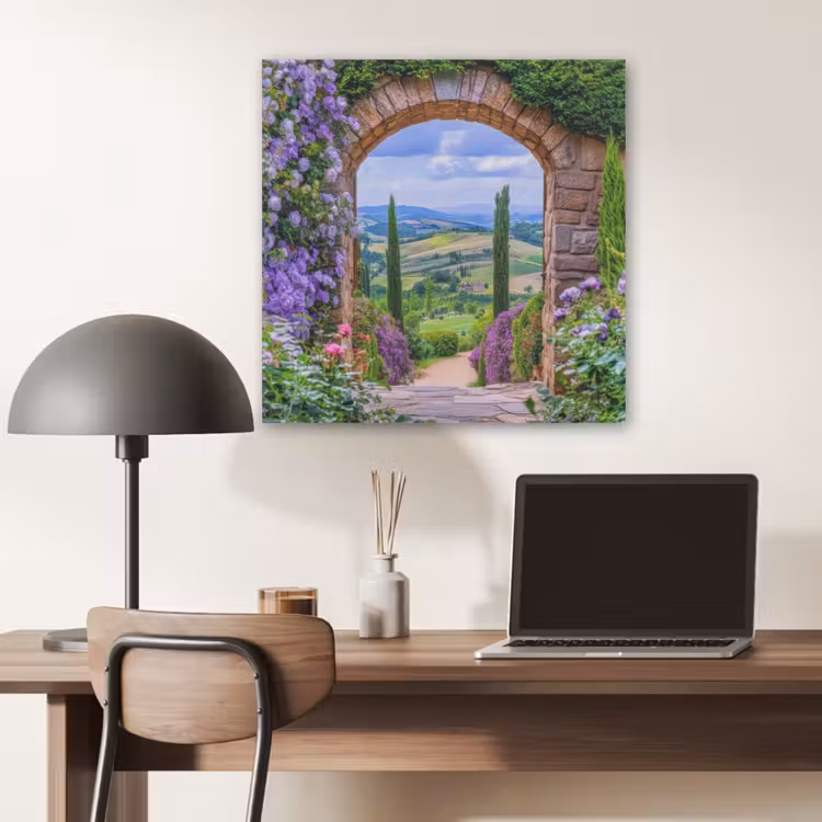 Doorkijk - Toscane - Landschap - Poort PET vilt klein -sfeer5