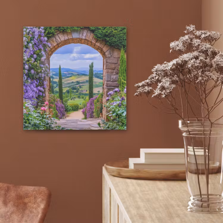 Doorkijk - Toscane - Landschap - Poort PET vilt klein -sfeer4