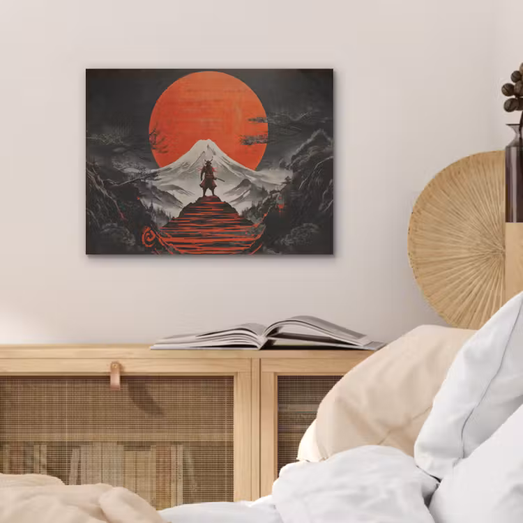 Krijger - Rode trappen - Zon - Berg PET vilt klein -sfeer3